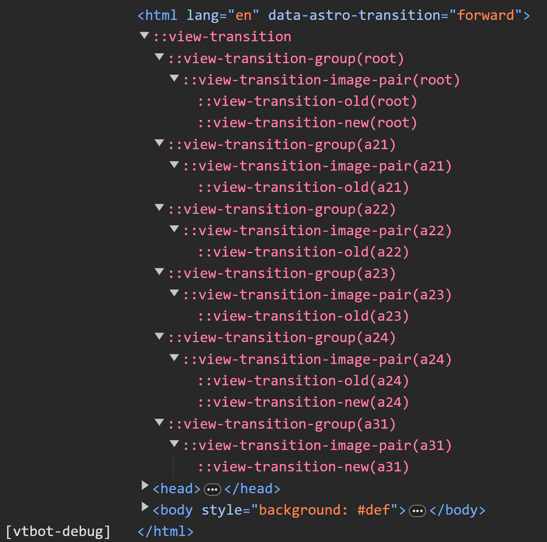 Example ::view-transition output